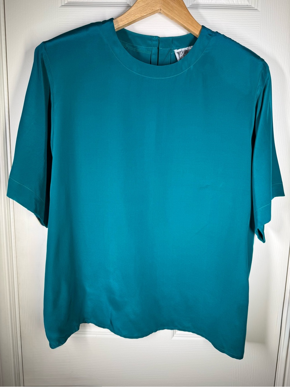 Vintage 1980s Pat Argenti Silk Blouse with Shoulder Pads Sz M